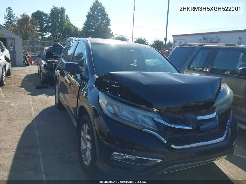 2HKRM3H5XGH522001 Honda CR-V 2016 — повреждение Передняя часть, фото до ремонта
