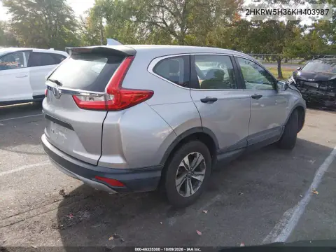 2019 Honda Cr-V Lx VIN 2HKRW5H36KH403987 фото 5