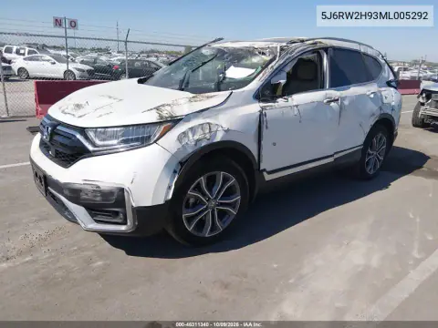 2021 Honda Cr-V Awd Touring VIN 5J6RW2H93ML005292 фото 2