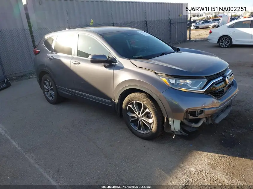 5J6RW1H51NA002251 — 2022 Honda CR-V, фото 2 с аукциона IAAI, Передняя часть