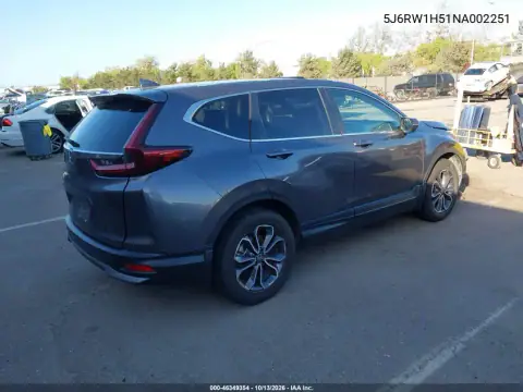 5J6RW1H51NA002251 — 2022 Honda CR-V, фото 5 с аукциона IAAI, Передняя часть