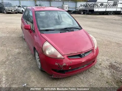 JHMGD37677S800807 — 2007 Honda Fit, Передняя часть, фото до ремонта