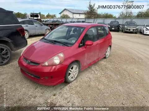 2007 Honda Fit Sport VIN JHMGD37677S800807 фото 2