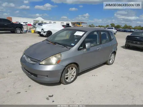 2008 Honda Fit Sport VIN JHMGD386X8S006139 фото 2