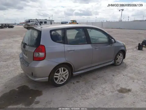 2008 Honda Fit Sport VIN JHMGD386X8S006139 фото 4