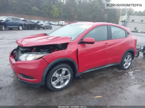2016 Honda Hr-V Lx VIN 3CZRU5H35GM752916 фото 3