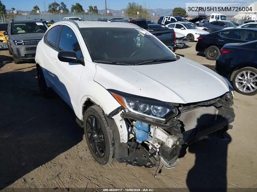 2021 Honda Hr-V 2Wd Sport VIN 3CZRU5H15MM726004 фото 2