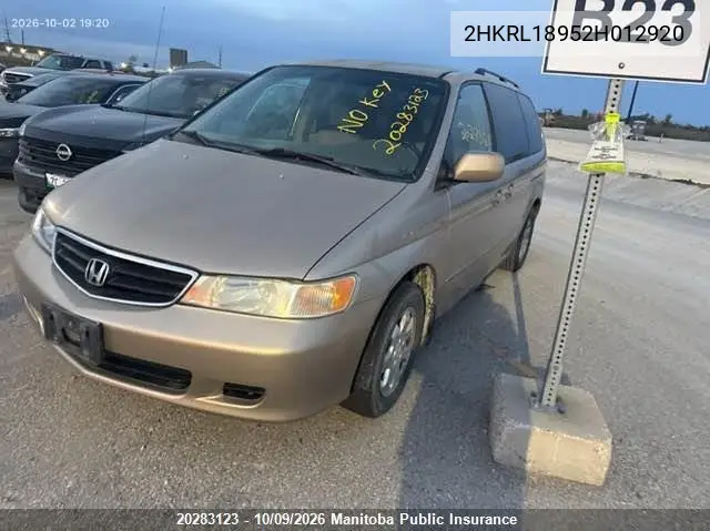 2002 Honda Odyssey Lx VIN 2HKRL18952H012920 фото 1