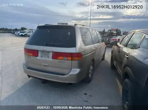 2002 Honda Odyssey Lx VIN 2HKRL18952H012920 фото 4