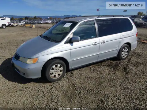 5FNRL18603B116219 — 2003 Honda Odyssey, фото 3 с аукциона IAAI, Естественный износ