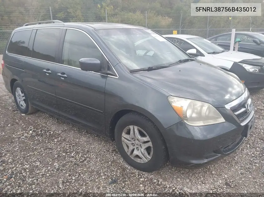 2006 Honda Odyssey Ex-L VIN 5FNRL38756B435012 фото 2