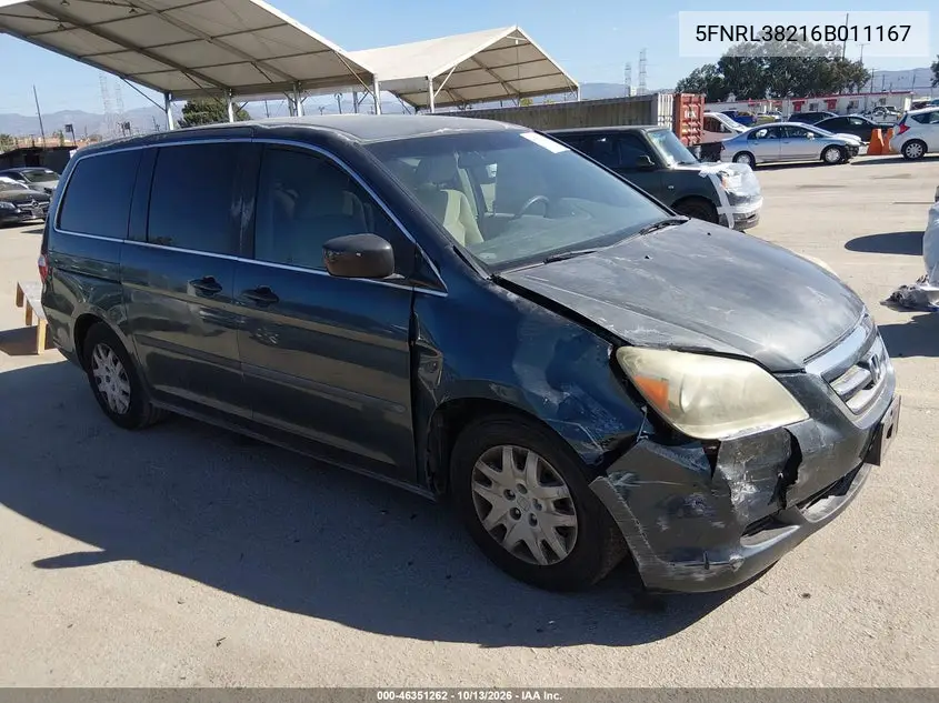 5FNRL38216B011167 — 2006 Honda Odyssey, фото 2 с аукциона IAAI, Передняя часть