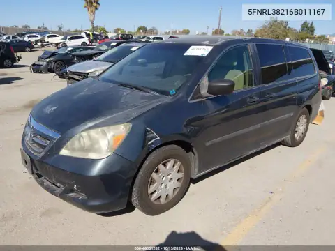 5FNRL38216B011167 — 2006 Honda Odyssey, фото 3 с аукциона IAAI, Передняя часть