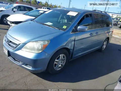 2007 Honda Odyssey Ex-L VIN 5FNRL38637B124817 фото 3