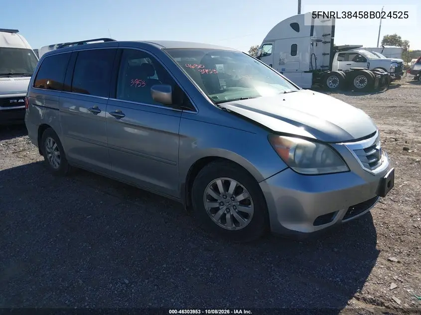 2008 Honda Odyssey Ex VIN 5FNRL38458B024525 фото 2
