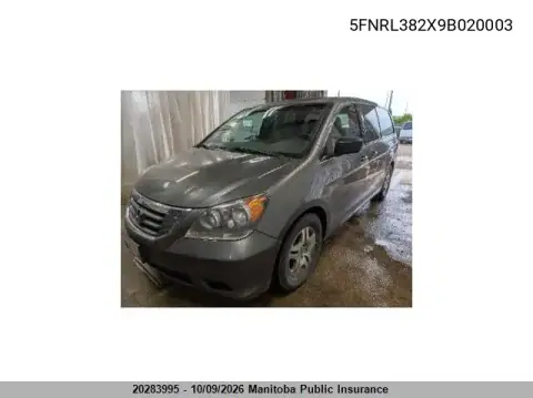 2009 Honda Odyssey Lx VIN 5FNRL382X9B020003 фото 2