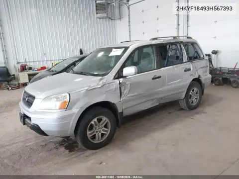 2003 Honda Pilot Ex VIN 2HKYF18493H567393 фото 3