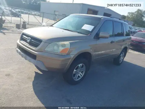 2004 Honda Pilot Ex-L VIN 2HKYF18574H521233 фото 2