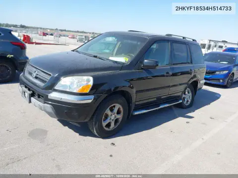 2004 Honda Pilot Ex-L VIN 2HKYF18534H514733 фото 3