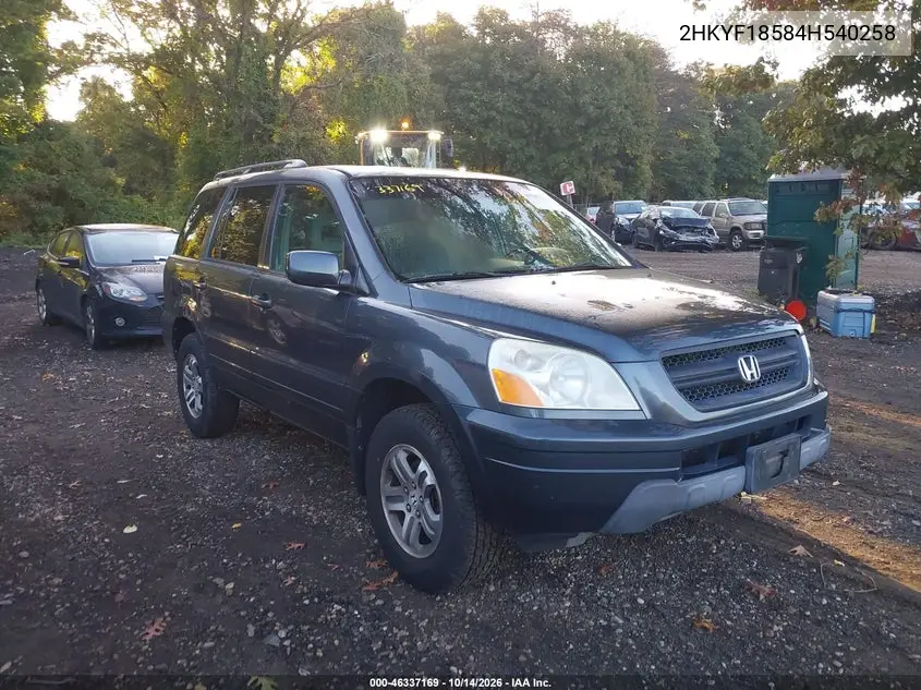 2HKYF18584H540258 — 2004 Honda Pilot, фото 2 с аукциона IAAI 20.10.2026, Передняя часть слева