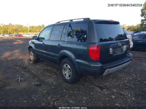 2HKYF18584H540258 — 2004 Honda Pilot, фото 4 с аукциона IAAI 20.10.2026, Передняя часть слева