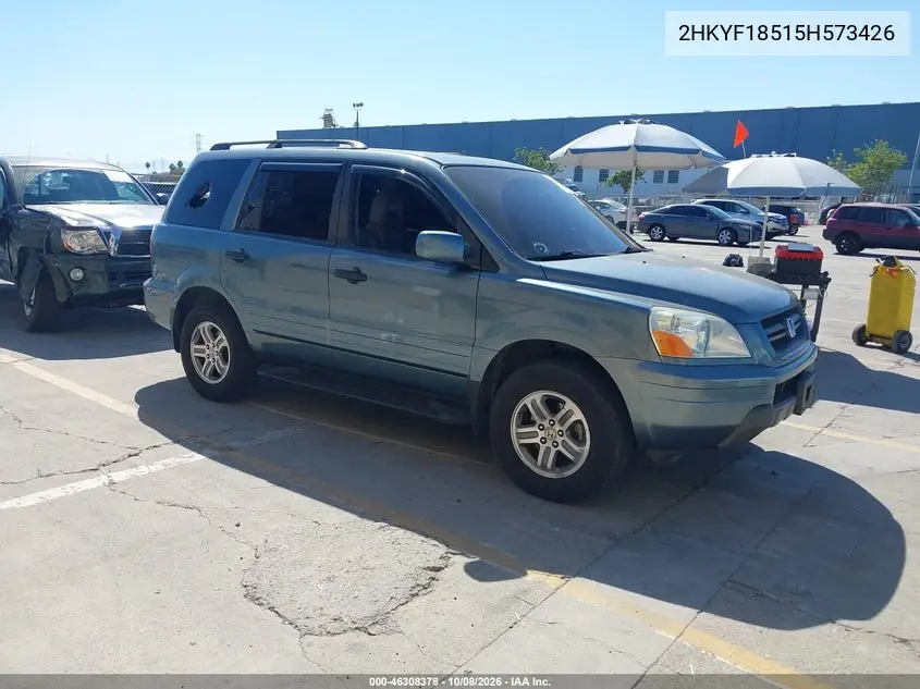 2005 Honda Pilot Ex-L VIN 2HKYF18515H573426 фото 2