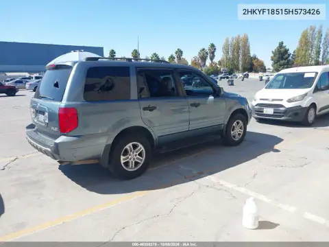 2005 Honda Pilot Ex-L VIN 2HKYF18515H573426 фото 5