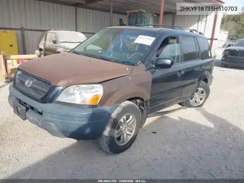 2005 Honda Pilot Ex-L VIN 2HKYF18735H510703 фото 2