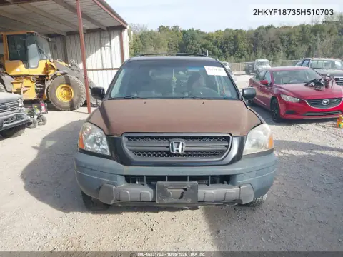 2005 Honda Pilot Ex-L VIN 2HKYF18735H510703 фото 3