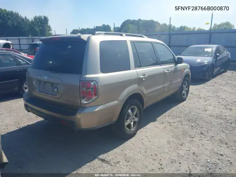 2006 Honda Pilot Ex VIN 5FNYF28766B000870 фото 5