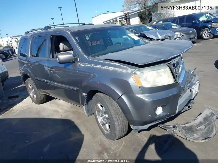 2010 Honda Pilot Touring VIN 5FNYF3H83AB007105 фото 2