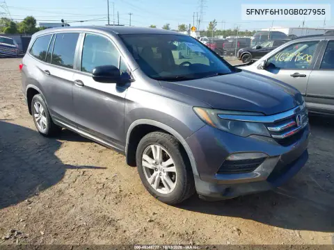 5FNYF6H10GB027955 — 2016 Honda Pilot, Естественный износ, фото до ремонта
