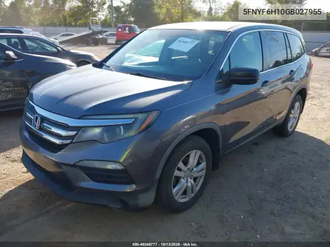 5FNYF6H10GB027955 — 2016 Honda Pilot, фото 2 с аукциона IAAI, Естественный износ
