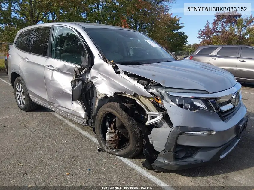 2019 Honda Pilot Ex VIN 5FNYF6H38KB083152 фото 1