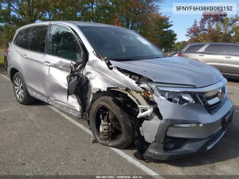 5FNYF6H38KB083152 — 2019 Honda Pilot, Передняя часть, фото до ремонта