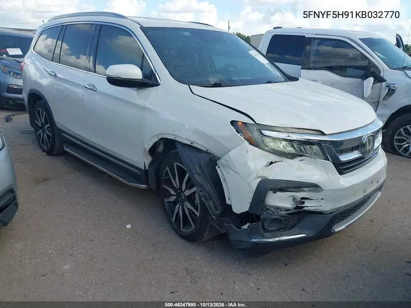 5FNYF5H91KB032770 — 2019 Honda Pilot, фото 2 с аукциона IAAI, Передняя часть