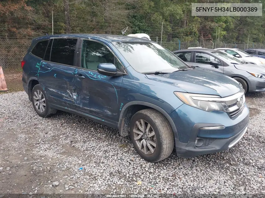 2020 Honda Pilot 2Wd Ex VIN 5FNYF5H34LB000389 фото 2