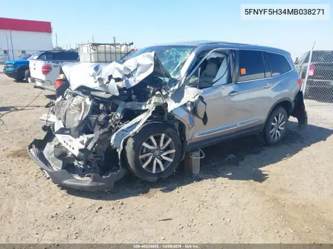 2021 Honda Pilot 2Wd Ex VIN 5FNYF5H34MB038271 фото 2