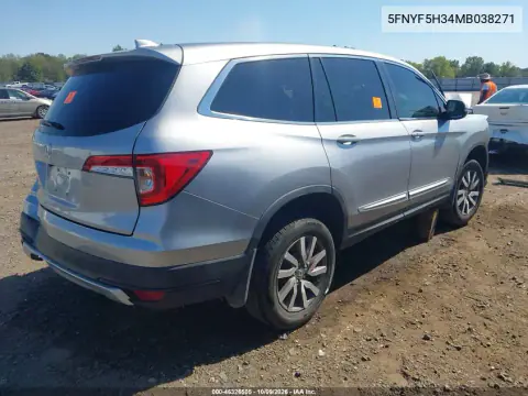2021 Honda Pilot 2Wd Ex VIN 5FNYF5H34MB038271 фото 4