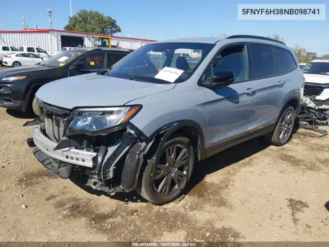 2022 Honda Pilot Awd Sport VIN 5FNYF6H38NB098741 фото 3