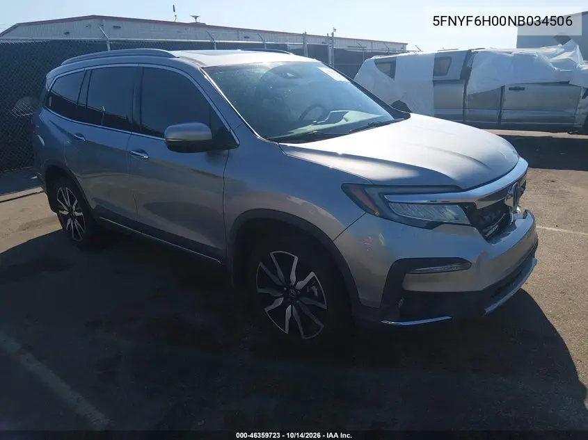 5FNYF6H00NB034506 — 2022 Honda Pilot, фото 2 с аукциона IAAI, Передняя часть
