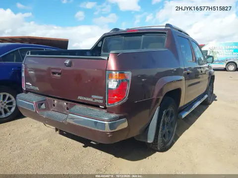 2007 Honda Ridgeline Rtl VIN 2HJYK16577H515827 фото 5