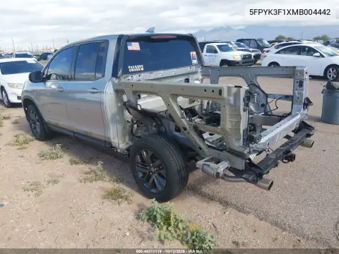 2021 Honda Ridgeline Awd Sport VIN 5FPYK3F1XMB004442 фото 4