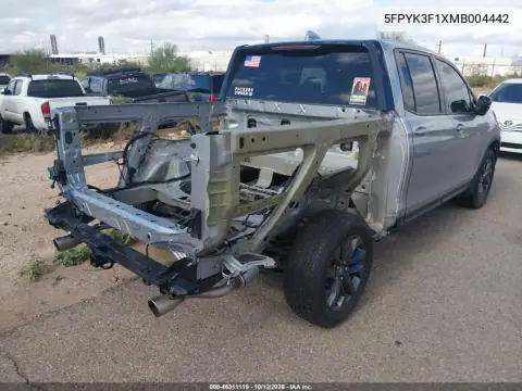 2021 Honda Ridgeline Awd Sport VIN 5FPYK3F1XMB004442 фото 5