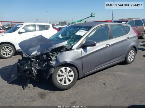 KMHCT5AE9GU294427 — 2016 Hyundai Accent, фото 2 с аукциона IAAI, Передняя часть
