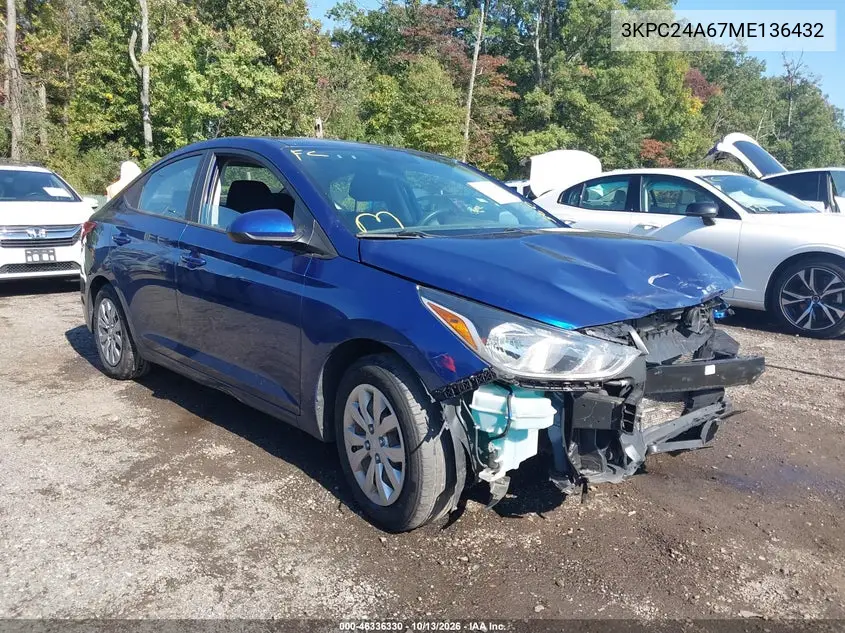 3KPC24A67ME136432 Hyundai Accent 2021 — повреждение Передняя часть, фото до ремонта