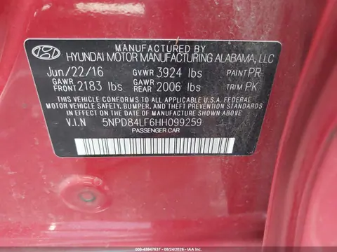 2017 Hyundai ELANTRA SE VIN 5NPD84LF6HH099259 фото 9