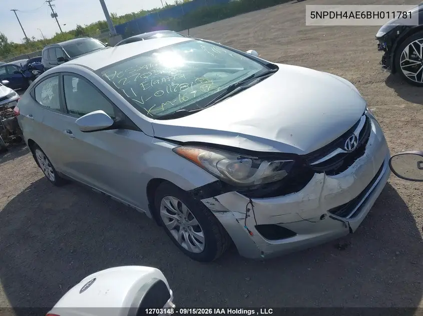 2011 Hyundai Elantra Gl VIN 5NPDH4AE6BH011781 фото 2