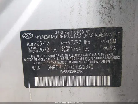 2013 Hyundai Elantra Gls VIN 5NPDH4AE0DH322075 фото 10