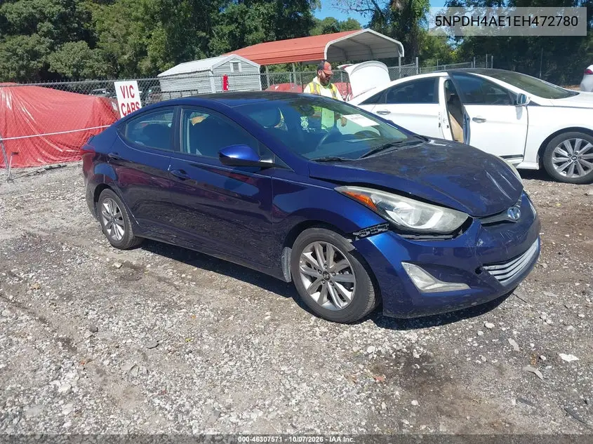 2014 Hyundai Elantra Se VIN 5NPDH4AE1EH472780 фото 1